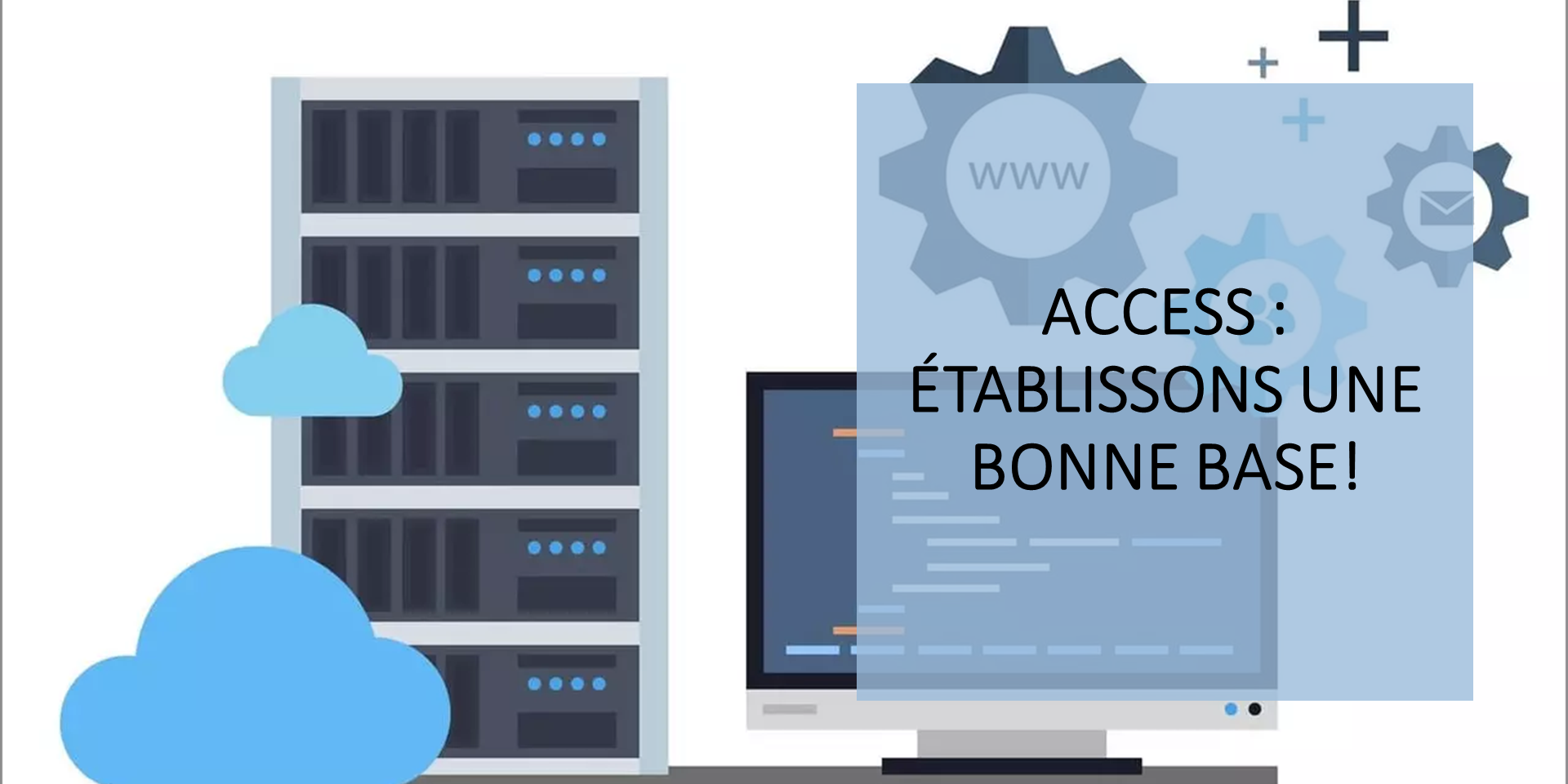 Une image représentant un ordinateur et une base données pour faire référence à Access.