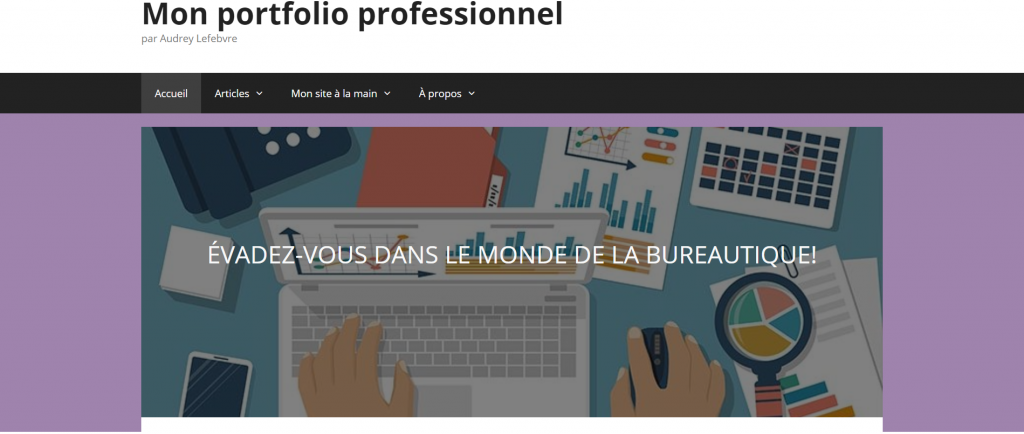 Vous voyez sur l'image la page d'accueil d'un site web.